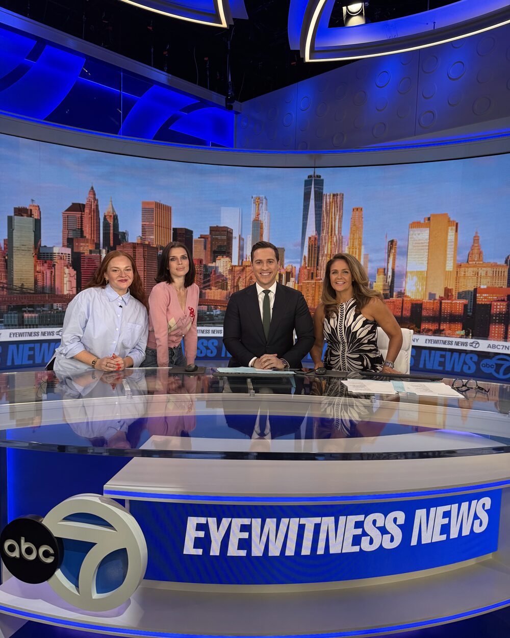 Rosebuds Reading Collective on set at the ABC7 Eyewitness News anchor desk