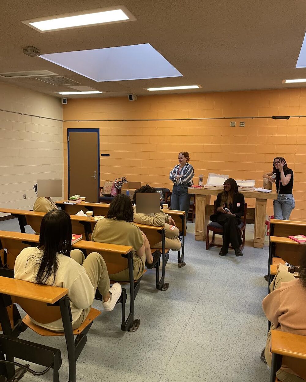 Author Ziwe Fumudoh during her visit to a Rosebuds session at Rikers